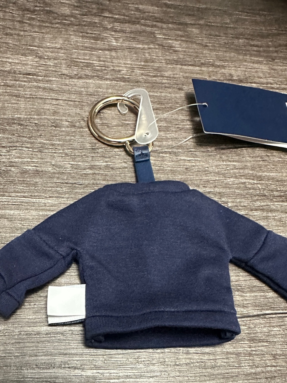 Parke Navy Mini Sweatshirt Keychain with Gold-Tone Ring - Picture 3 of 4
